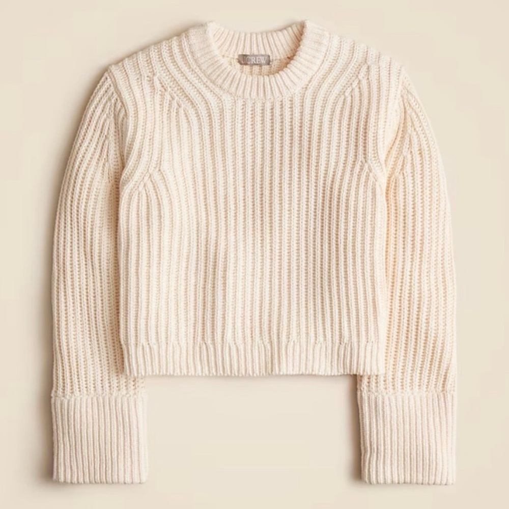 NWT J Crew Heritage Cotton Fisherman Crewneck Sweater